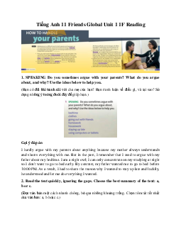 Giải Tiếng Anh 11Unit 1 1F Reading |  Friends Global