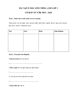 Phiếu bài tập ở nhà tiếng Anh lớp 3 - Ngày 14/03