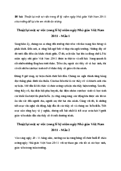 Viết bài văn thuật lại một sự việc trong lễ kỷ niệm ngày Nhà giáo Việt Nam 20/11 Tiếng việt 4| Chân trời sáng tạo