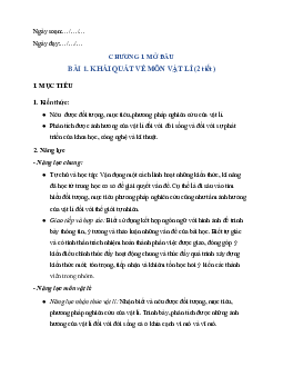Giáo án môn Vật lí 10 Chân trời sáng tạo học kỳ 1