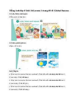 Tiếng Anh lớp 4 Unit 16 Lesson 1 trang 40 41 Global Success