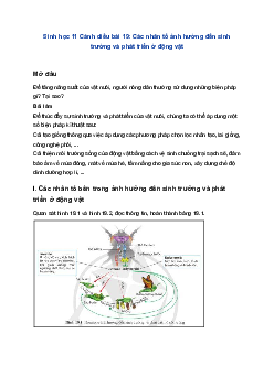 Sinh học 11 Cánh diều bài 19: Các nhân tố ảnh hưởng đến sinh trưởng và phát triển ở động vật