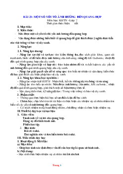 Giáo án KHTN 7 kết nối tri thức bài 23: Một số yếu tố ảnh hưởng đến quang hợp