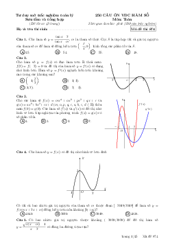 250 câu vận dụng cao hàm số ôn thi THPT môn Toán
