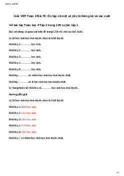 Vở bài tập Toán lớp 4 Bài 78: Ôn tập về một số yếu tố thống kê và xác suất Chân trời sáng tạo