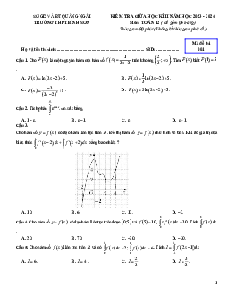 Đề giữa học kì 2 Toán 12 năm 2023 – 2024 trường THPT Bình Sơn – Quảng Ngãi
