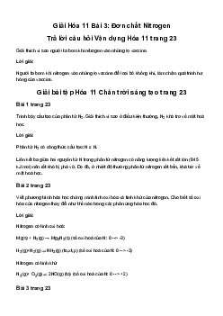 Giải Hóa 11 Bài 3: Đơn chất Nitrogen | Chân trời sáng tạo