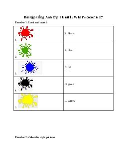Bài tập tiếng Anh lớp 1 Unit 1: What color is it? | Family & Friends