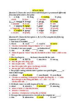 Đề thi tuyển sinh lớp 10 THPT năm học 2022-2023 môn Tiếng Anh (không chuyên) - Sở Giáo dục và Đào tạo Lai Châu có đáp án và giải thích chi tiết