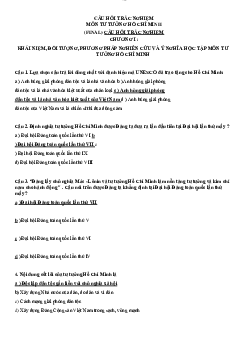 Bộ câu hỏi trắc nghiệm (có đáp án) môn tư tưởng Hồ Chí Minh trường đại học Thương Mại