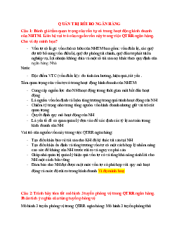 Bài tập tự luận Quản trị rủi ro ngân hàng | Trường Cao đẳng Du lịch Sài Gòn