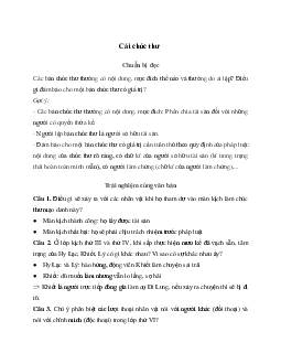 Soạn bài Cái chúc thư - Chân trời sáng tạo