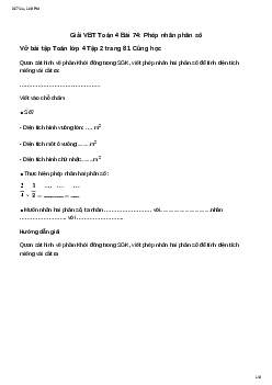 Vở bài tập Toán lớp 4 Bài 74: Phép nhân phân số Chân trời sáng tạo