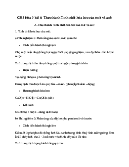 Giải Hóa 9 bài 6: Thực hành Tính chất hóa học của oxit và axit