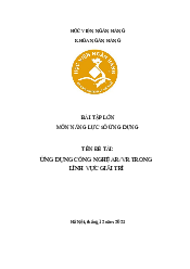Tên Đề Tài: Ứng Dụng Công Nghệ Ar/Vr Trong Lĩnh Vực Giải Trí | Năng lực số ứng dụng