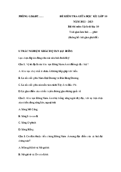 Đề thi giữa học kì 2 Lịch sử lớp 10 năm 2022 - 2023 | Chân trời sáng tạo đề 1