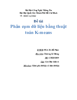 Phân cụm dữ liệu bằng thuật toán K-means | Đồ án môn Khai phá dữ iệu