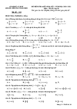 Đề thi giữa kì 2 Toán 10 năm 2020 – 2021 trường Phan Ngọc Hiển – Cà Mau