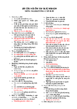 200 câu hỏi trắc nghiệm ôn tập cuối kỳ môn Marketing căn bản | Đại học Ngoại Thương