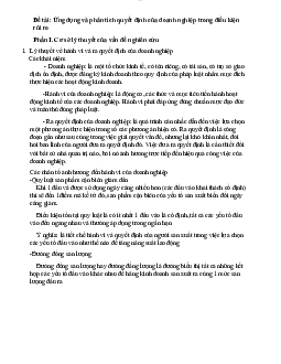 Ứng dụng và phân tích quyết định của doanh nghiệp trong điều kiện rủi ro | Kinh tế vi mô | Trường Đại học Thương mại
