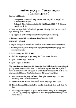 Những từ, cụm từ quan trọng trong môn Lịch sử | Đại học Sư Phạm Hà Nội