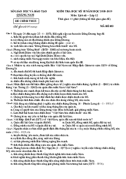 Đề thi học kỳ 2 môn Sử lớp 12 Quảng Nam 2018-2019 (có đáp án)