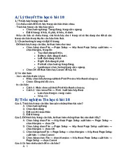 Lý thuyết và bài tập luyện tập Tin học 6 bài 18: Trình bày trang văn bản và in | Chân trời sáng tạo