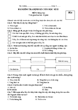 Đề thi học kì 2 môn Khoa học lớp 4 năm 2022 - 2023 theo Thông tư 22 | đề 8