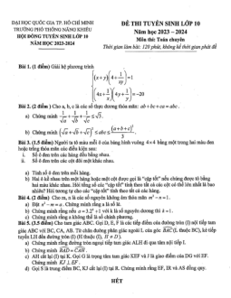 Đề tuyển sinh lớp 10 môn Toán (chuyên) năm 2023 – 2024 trường PTNK – TP HCM