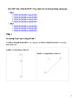 Vở bài tập Toán lớp 4 trang 97 Bài 28: Thực hành vẽ hai đường thẳng vuông góc Kết nối tri thức