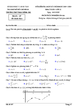 Đề thi HK1 Toán 12 năm 2019 – 2020 trường THPT Mạc Đĩnh Chi – TP HCM