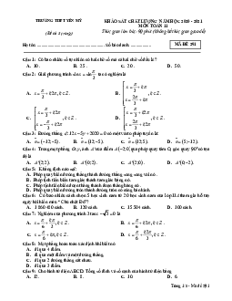 Đề khảo sát chất lượng Toán 11 năm 2020 – 2021 trường THPT Yên Mỹ – Hưng Yên