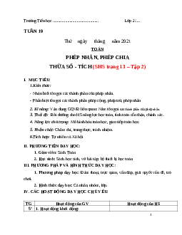 Giáo án Toán 2 sách Chân trời sáng tạo (cả năm) | Tuần 19 | Tiết 2