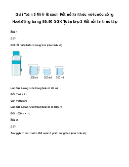 Giải Toán 3 Bài 32: Mi-li-lít | Kết nối tri thức