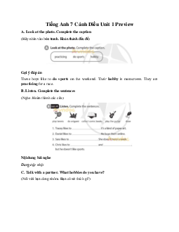 Tiếng Anh 7 Explore English Cánh Diều Unit 1 Preview