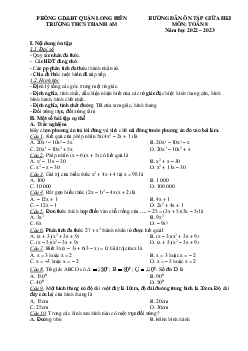 Hướng dẫn ôn tập giữa kì 1 Toán 8 năm 2022 – 2023 THCS Thanh Am – Hà Nội