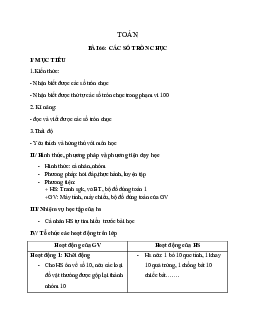 Giáo án Toán 1 - Tuần 23 | sách Vì sự bình đẳng và dân chủ trong giáo dục