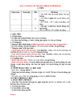 Giáo án GDCD 7 kết nối tri thức bài 1: Tự hào về truyền thống quê hương