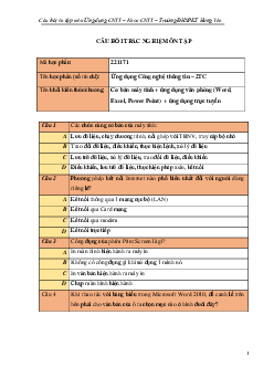 Câu hỏi trắc nghiệm ôn tập môn Ứng dụng công nghệ thông tin