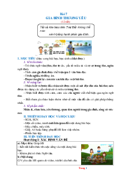 Giáo án Ngữ Văn 6 sách Chân trời sáng tạo Bài 7: Gia đình thương yêu