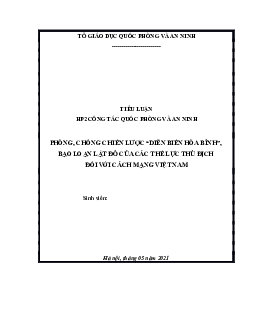 Tiểu luận ''Phòng chống chiến lược diễn biến hòa bình bạo loạn lật đổ của các thế lực thù địch đối với cách mạng Việt Nam''