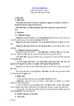 Giáo án KHTN 7 kết nối tri thức ôn tập chương 1: Nguyên tử