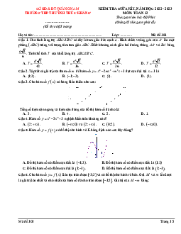 Đề giữa học kì 1 Toán 12 năm 2022 – 2023 trường THPT Huỳnh Thúc Kháng – Quảng Nam