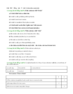 Giải sách bài tập tiếng Anh lớp 9 Unit 3: A trip to the countryside