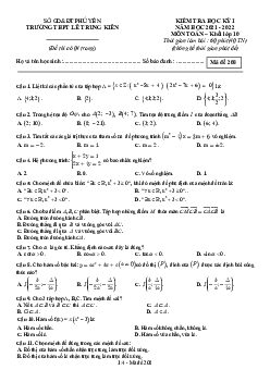 Đề thi học kỳ 1 Toán 10 năm 2021 – 2022 trường THPT Lê Trung Kiên – Phú Yên