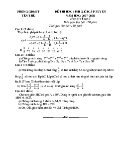 Đề thi HSG cấp huyện môn Toán 7 của Phòng GD&ĐT Yên Thế