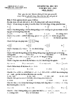 Đề kiểm tra học kì 1 Toán 7 năm 2021 – 2022 trường TH – THCS Việt Anh – Hải Phòng