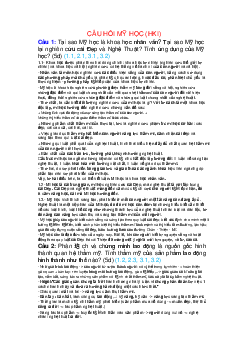 Tổng hợp câu hỏi hay | Mỹ học đại cương | Đại học Khoa học Xã hội và Nhân văn, Đại học Quốc gia Thành phố HCM