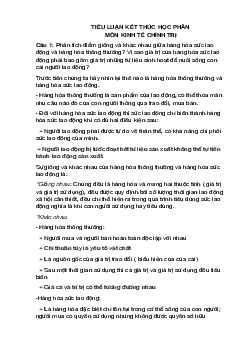 Đề thi cuối kỳ môn Kinh tế chính trị Mác - Lênin