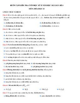 Đề thi học kì 2 lớp 10 môn Hóa học Chân trời sáng tạo năm 2023 - Đề 4